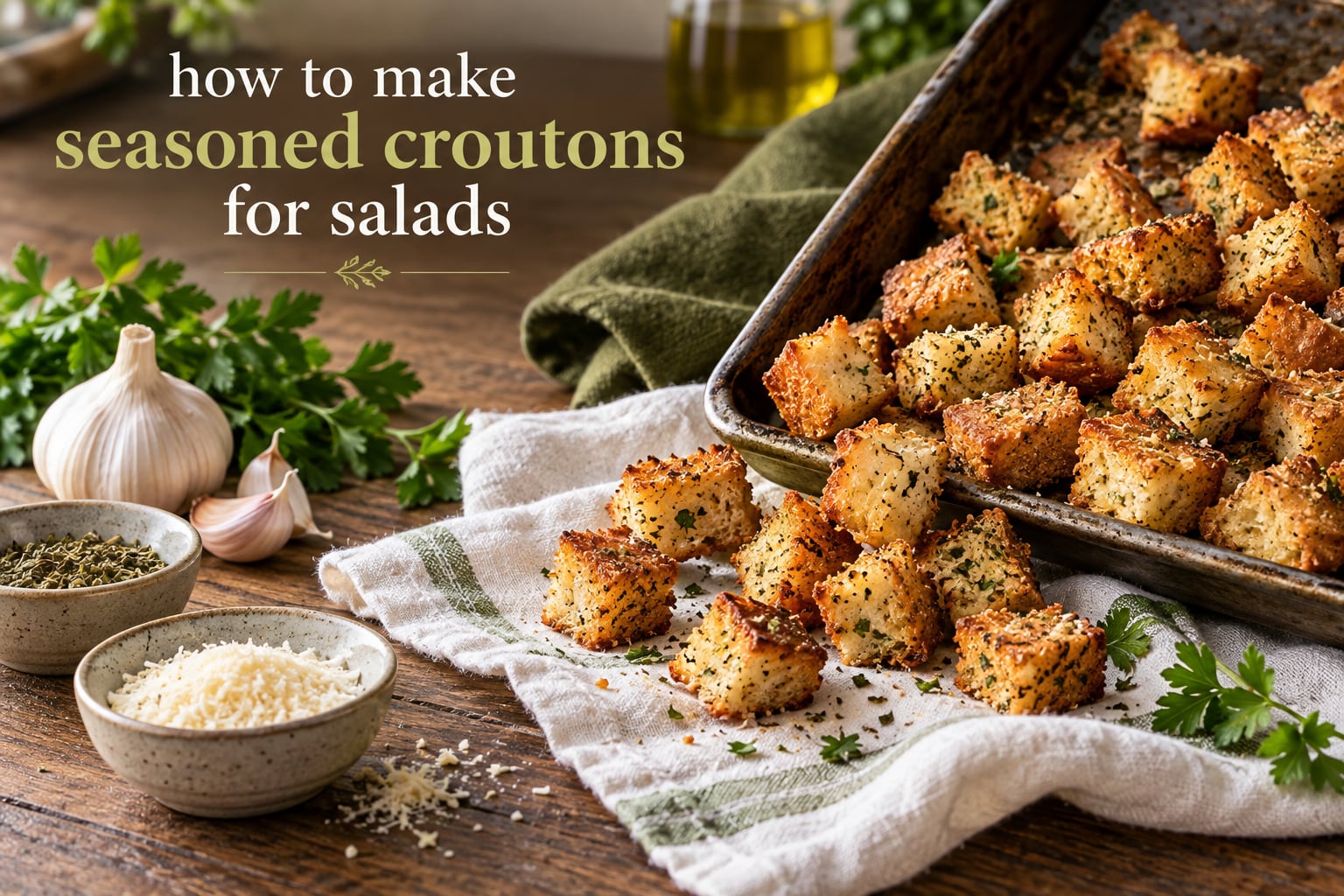 how to make seasoned croutons for salads